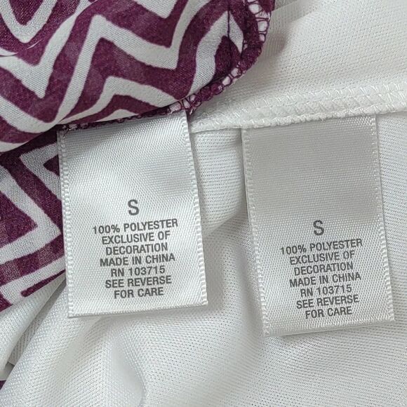 Dress Barn Roll-tab Striped Layered Tunic Blouse Purple and White size Small - Picture 15 of 16